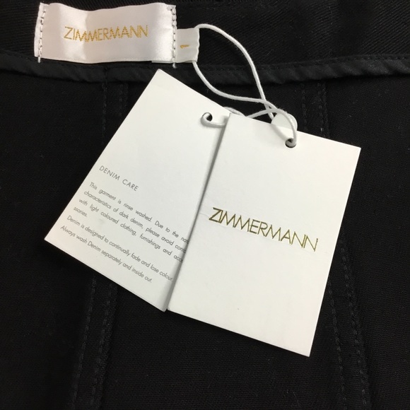 NWT Zimmermann Zip-Detailed Paneled Black Denim Skirt Gold Zipper Size 6 $395 - Picture 7 of 9